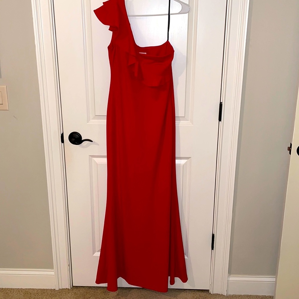 Red One Shoulder Long Dress